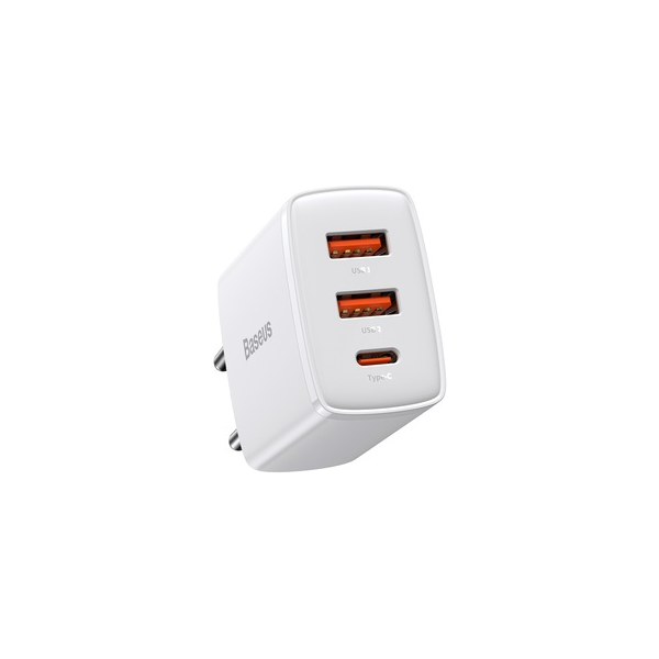 Baseus Compact Quick Charger Dual 20W White Caricabatterie Rapido